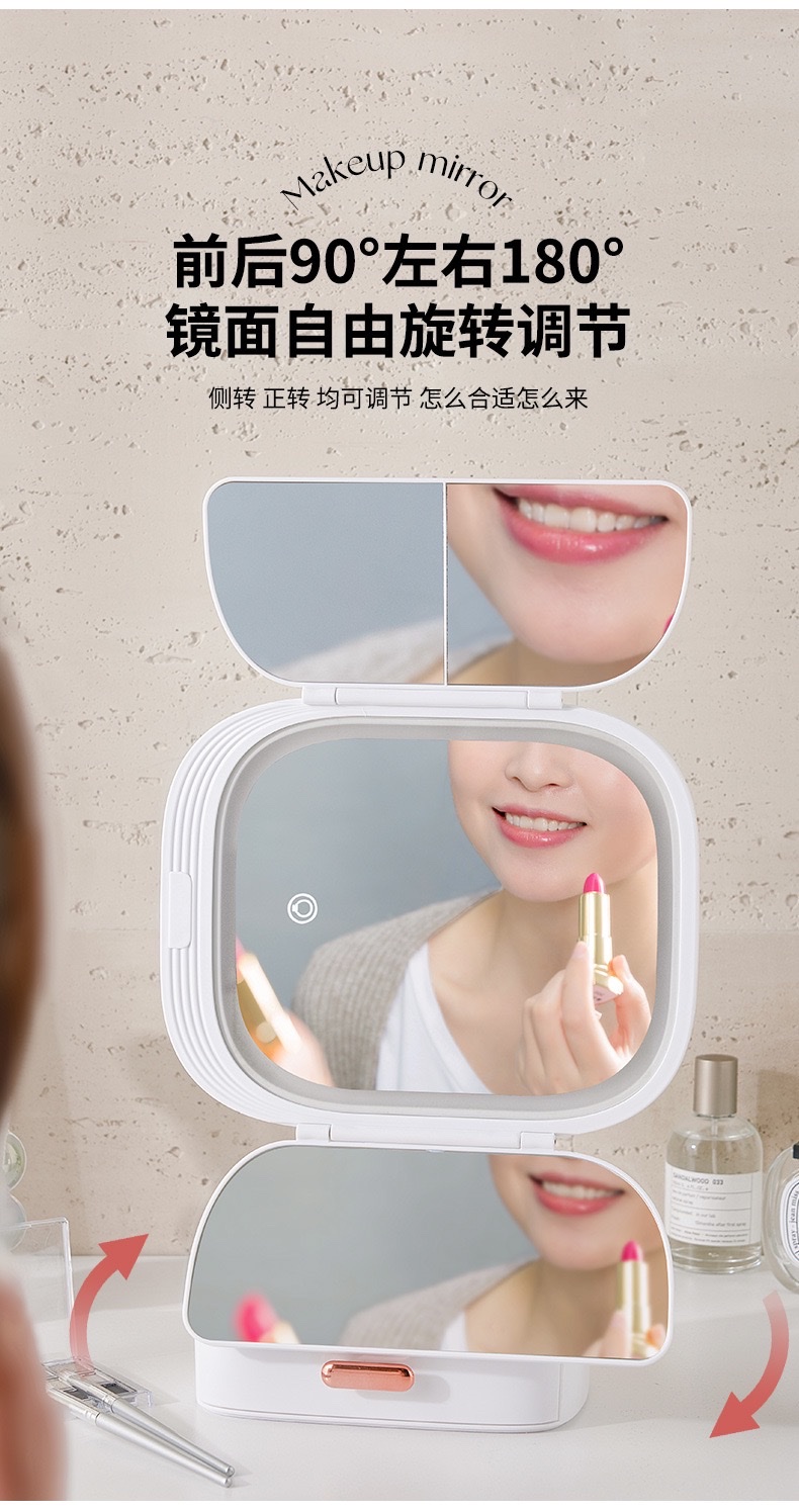The desktop makeup mirror and dressing table are equipped with lighting to fill in the light. It is a multi-functional beauty mirror for home use in student dormitories and bedrooms detail image 6