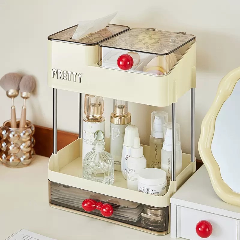 Cosmetics storage box, desktop drawer-type storage rack, dormitory desk, stationery organization rack, desktop miscellaneous storage rack