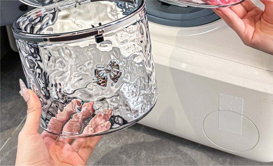The laundry pod storage box is portable and moisture-proof with compartments. It is a stackable storage box for household cleaning products detail image 1