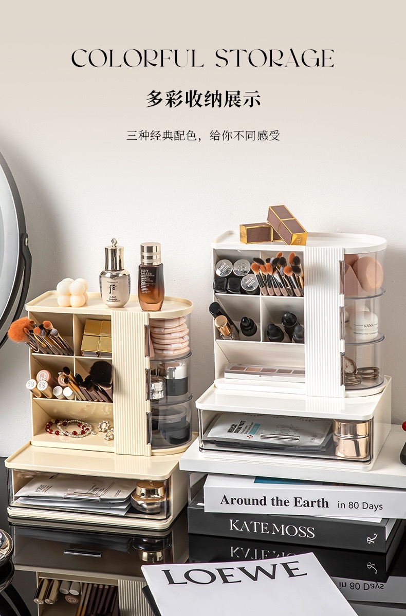 Makeup brush storage box, dressing table, large-capacity eyeshadow brush, eyebrow pencil, lipstick stand, desktop, high appearance level detail image 8