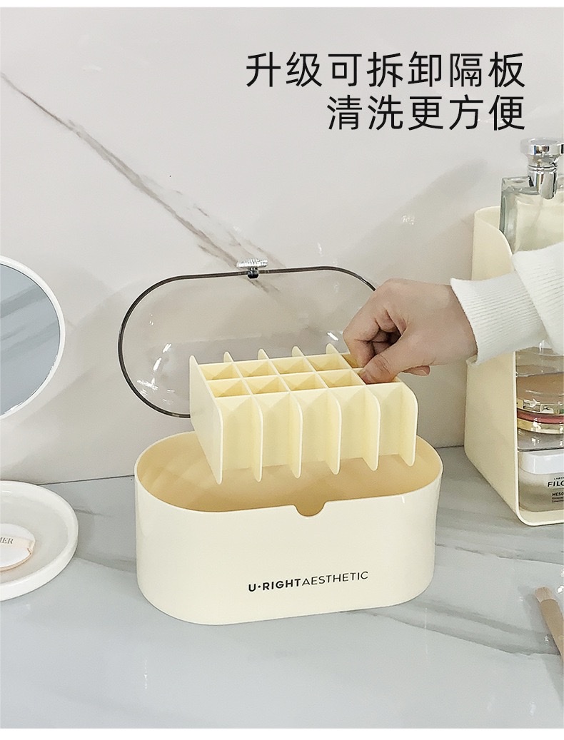 Desktop cosmetics storage box, transparent acrylic lipstick box, dressing table, skin care products organization box with lid, dust-proof detail image 4
