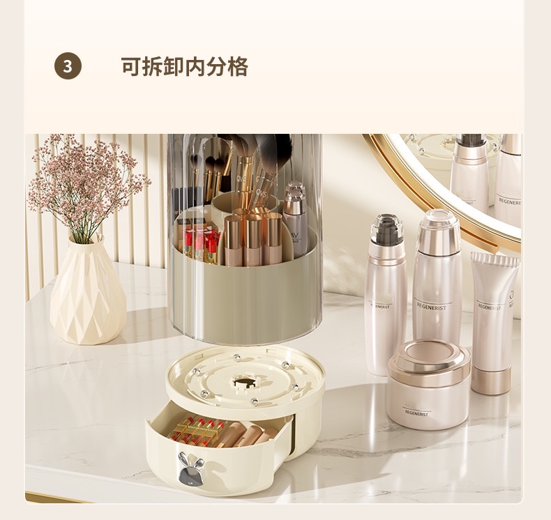 Makeup brush bucket storage box, large dust-proof brush container, stackable home beauty tool box detail image 9