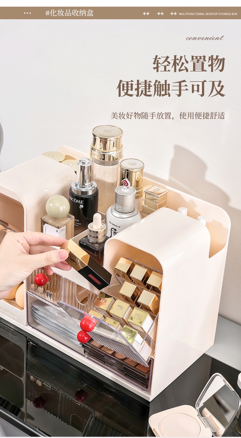 Multi-functional exquisite cosmetics storage box, layered portable storage and beauty organization box detail image 6