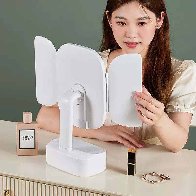 The desktop makeup mirror and dressing table are equipped with lighting to fill in the light. It is a multi-functional beauty mirror for home use in student dormitories and bedrooms Specification image