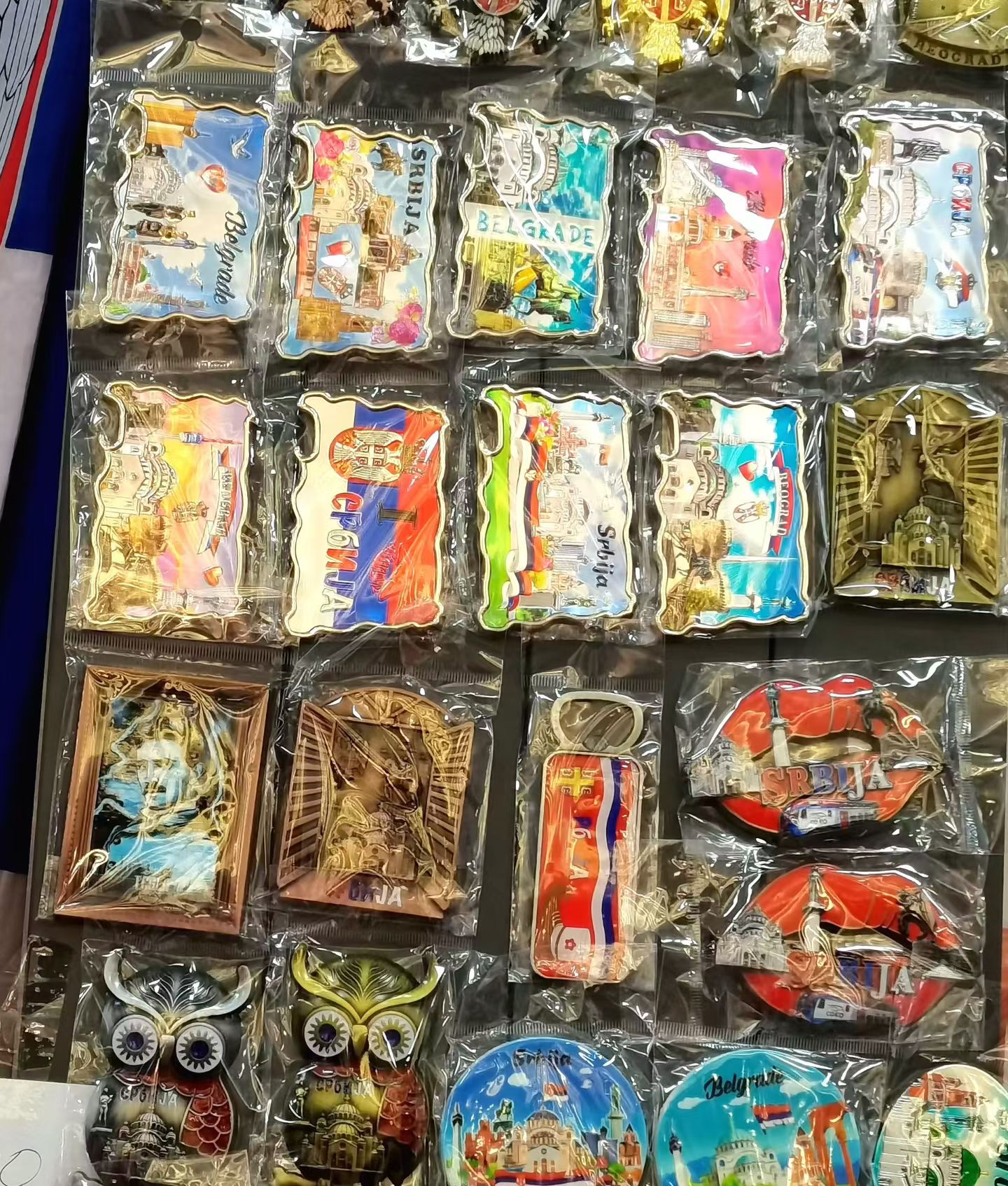 Tourist souvenirs, fridge magnets, bottle openers and gifts details Picture