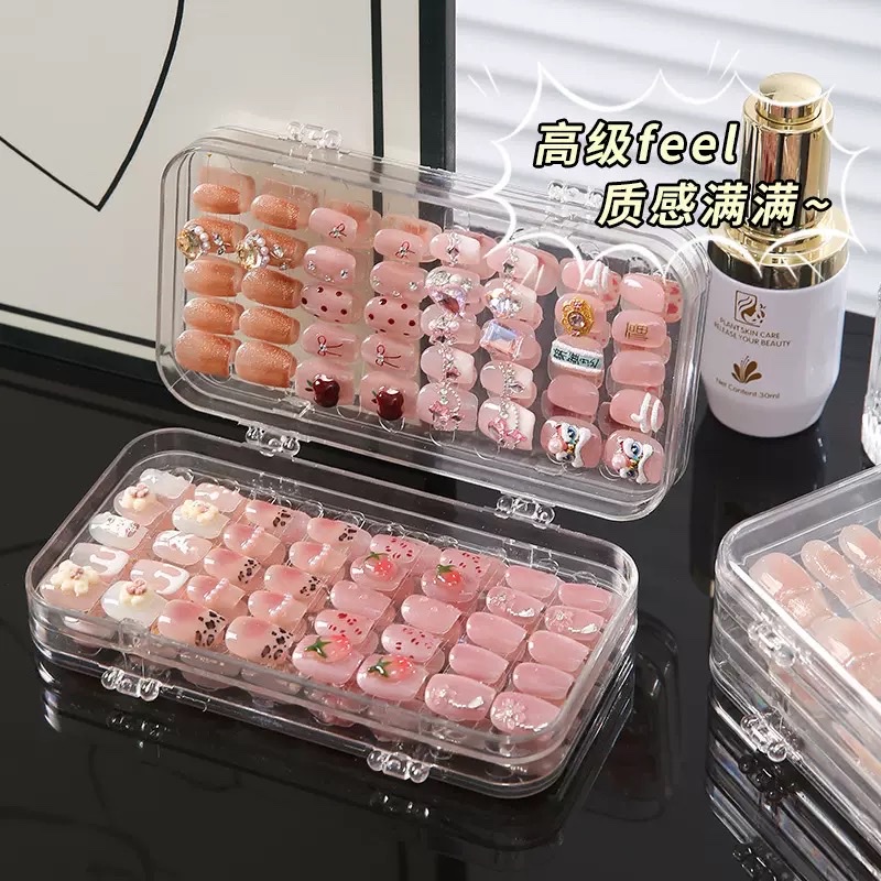 Wholesale of nail art storage boxes, transparent display boxes for wearing nails, special foldable dust-proof jewelry storage boxes for nail pieces Specification image