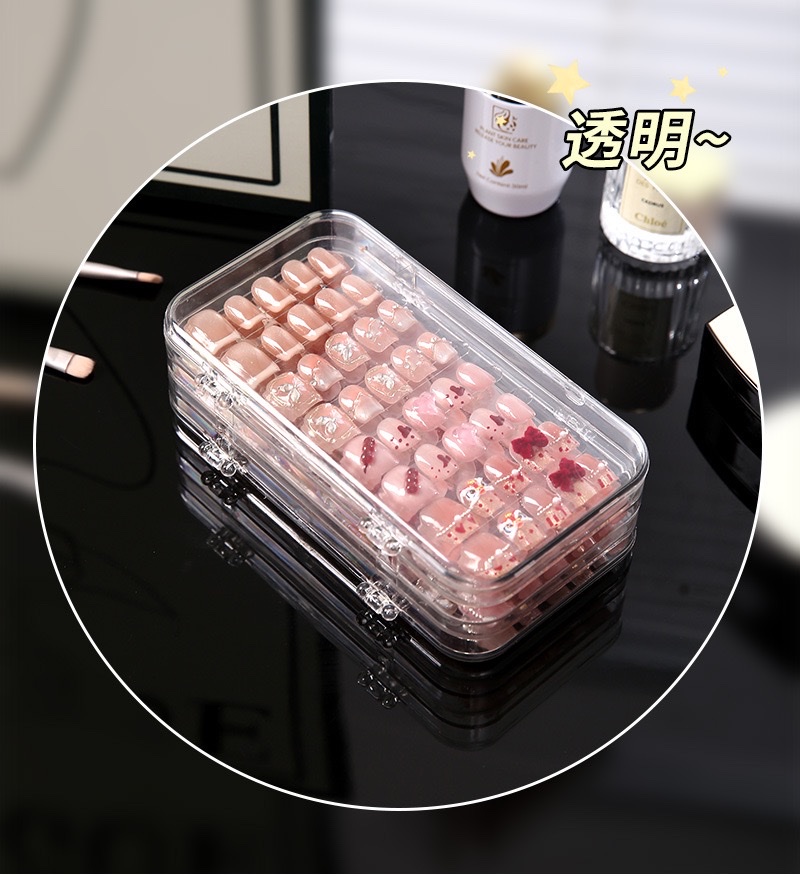Wholesale of nail art storage boxes, transparent display boxes for wearing nails, special foldable dust-proof jewelry storage boxes for nail pieces detail image 2