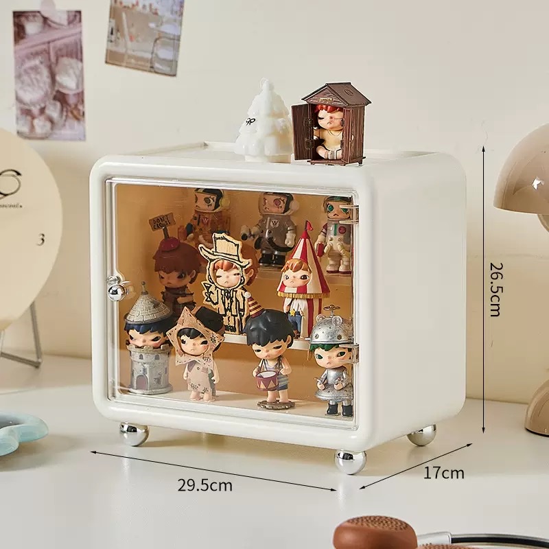 Blind box storage display stand, cream-style castle bubble doll special display box, dust-proof expert office display cabinet Specification image