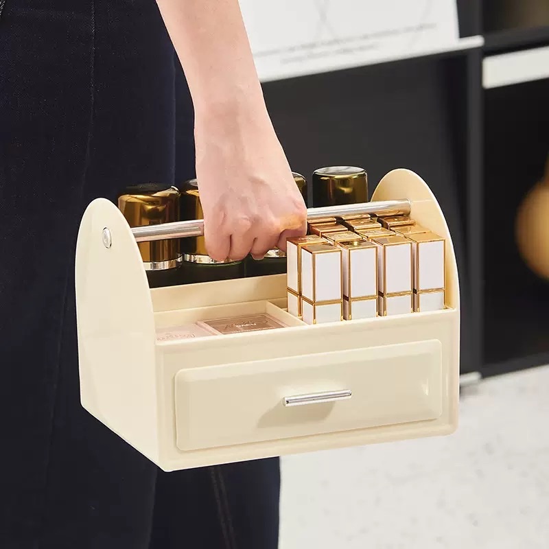 Portable compartments for cosmetics storage box, transparent dressing table shelf, high-end desktop cosmetics storage box details Picture