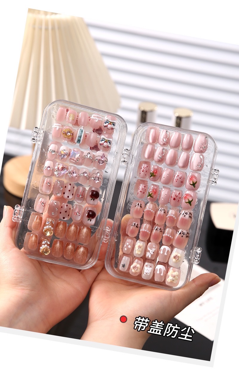 Wholesale of nail art storage boxes, transparent display boxes for wearing nails, special foldable dust-proof jewelry storage boxes for nail pieces detail image 4