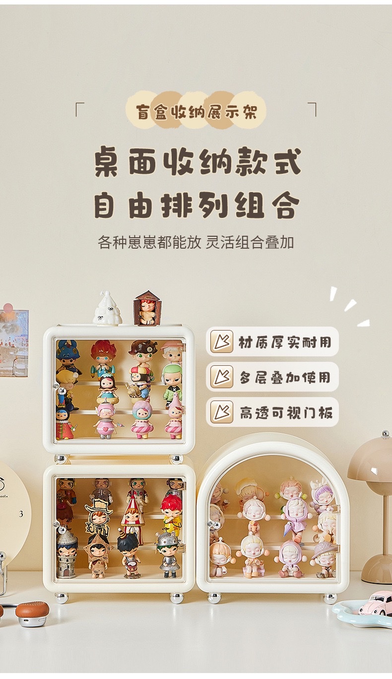 Blind box storage display stand, cream-style castle bubble doll special display box, dust-proof expert office display cabinet detail image 1