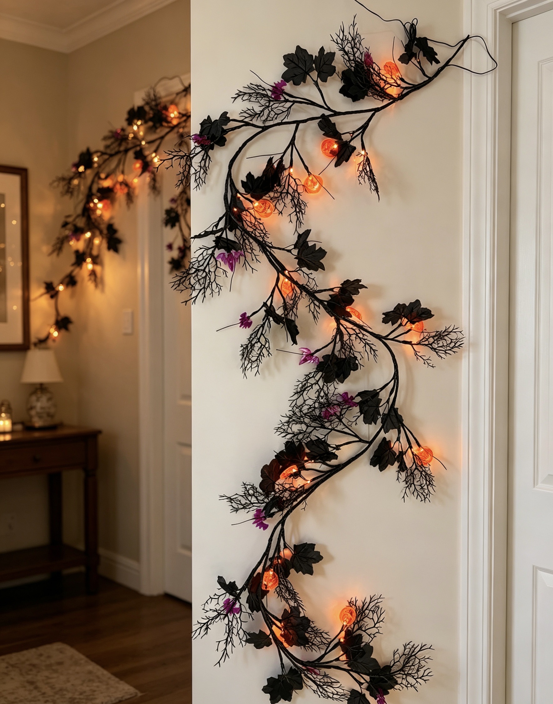 Christmas and Halloween festival decoration items, artificial flowers with lights, rattan strips, shopping mall display Windows, room decoration scenes Item Picture