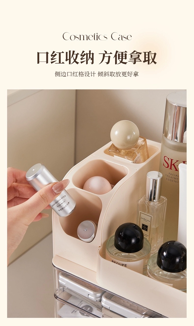 Household cosmetics storage box, desktop dressing table, compartment-organized makeup box, skin care products, lipstick, dust-proof storage rack detail image 6