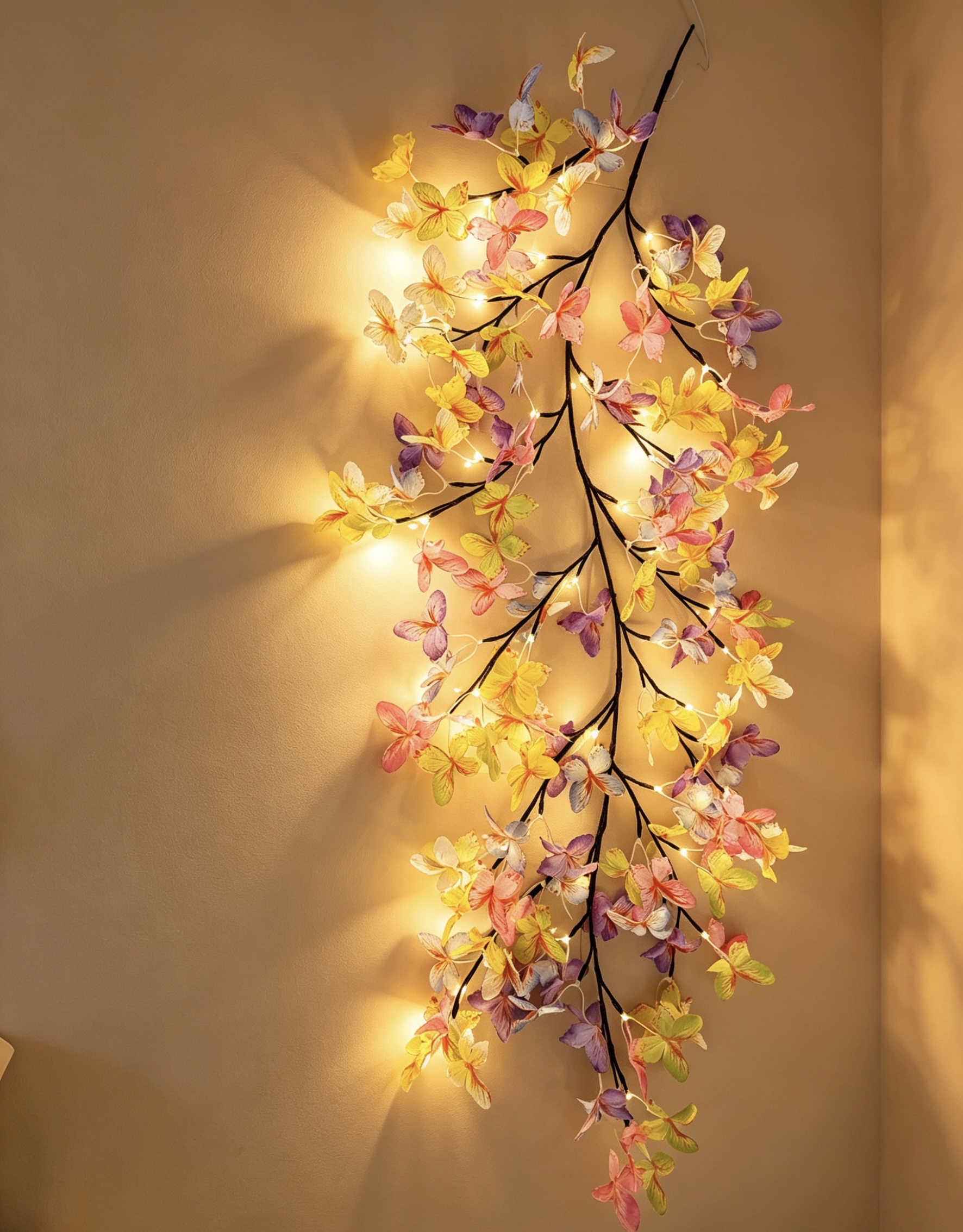 Christmas and Halloween festival decoration items, artificial flowers with lights, rattan strips, shopping mall display Windows, room decoration scenes details Picture