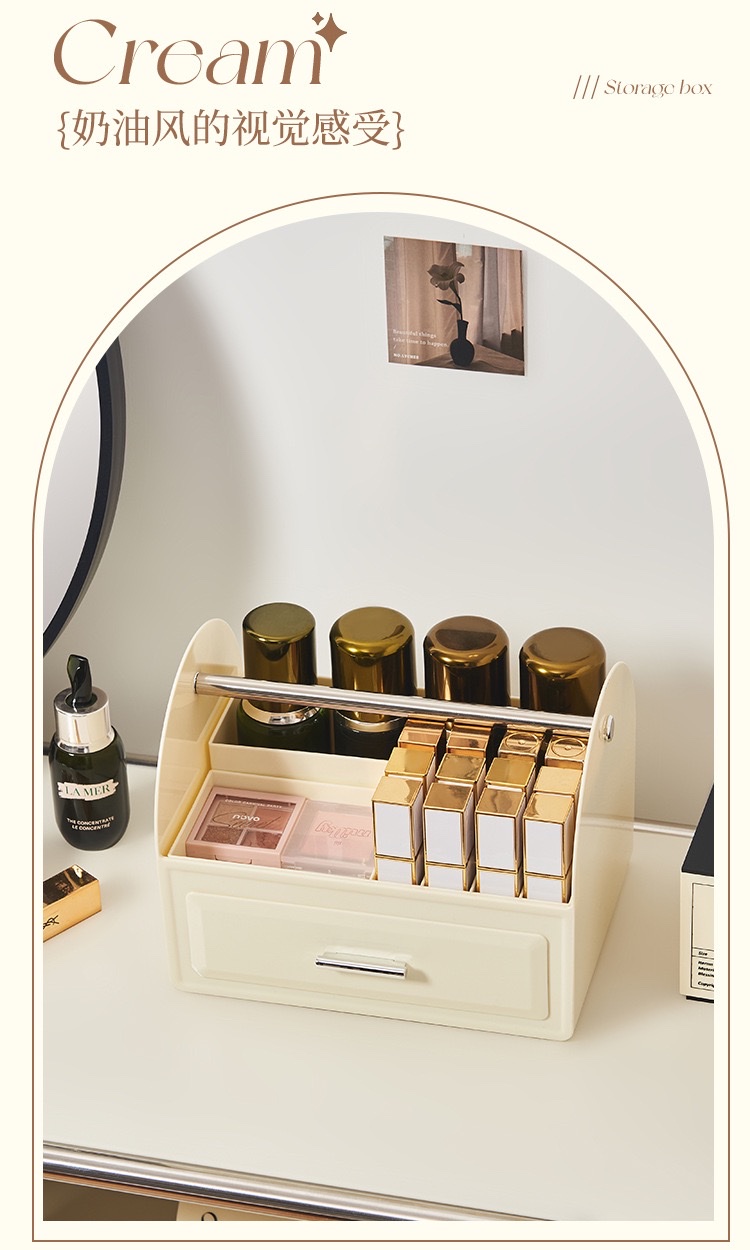 Portable compartments for cosmetics storage box, transparent dressing table shelf, high-end desktop cosmetics storage box detail image 3