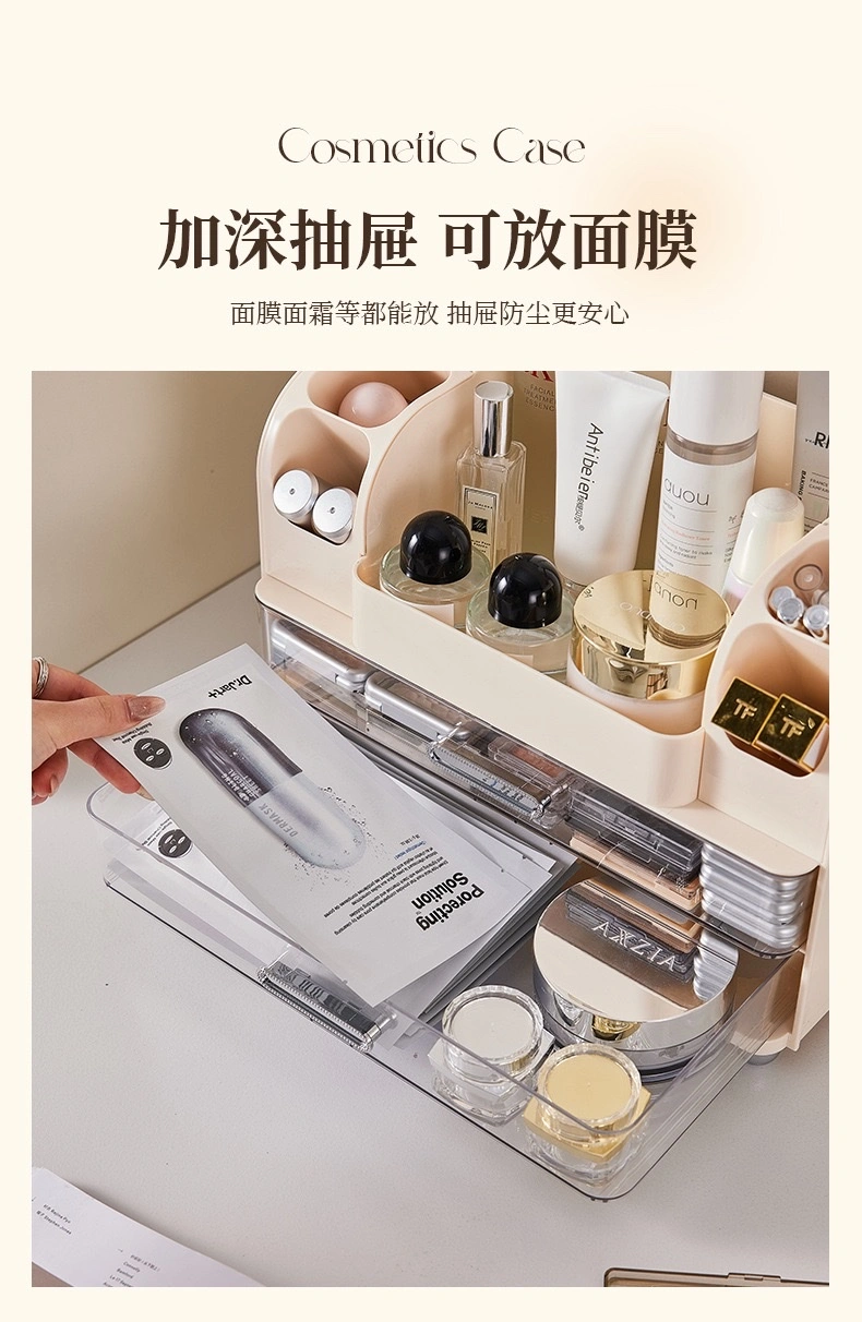 Household cosmetics storage box, desktop dressing table, compartment-organized makeup box, skin care products, lipstick, dust-proof storage rack detail image 8