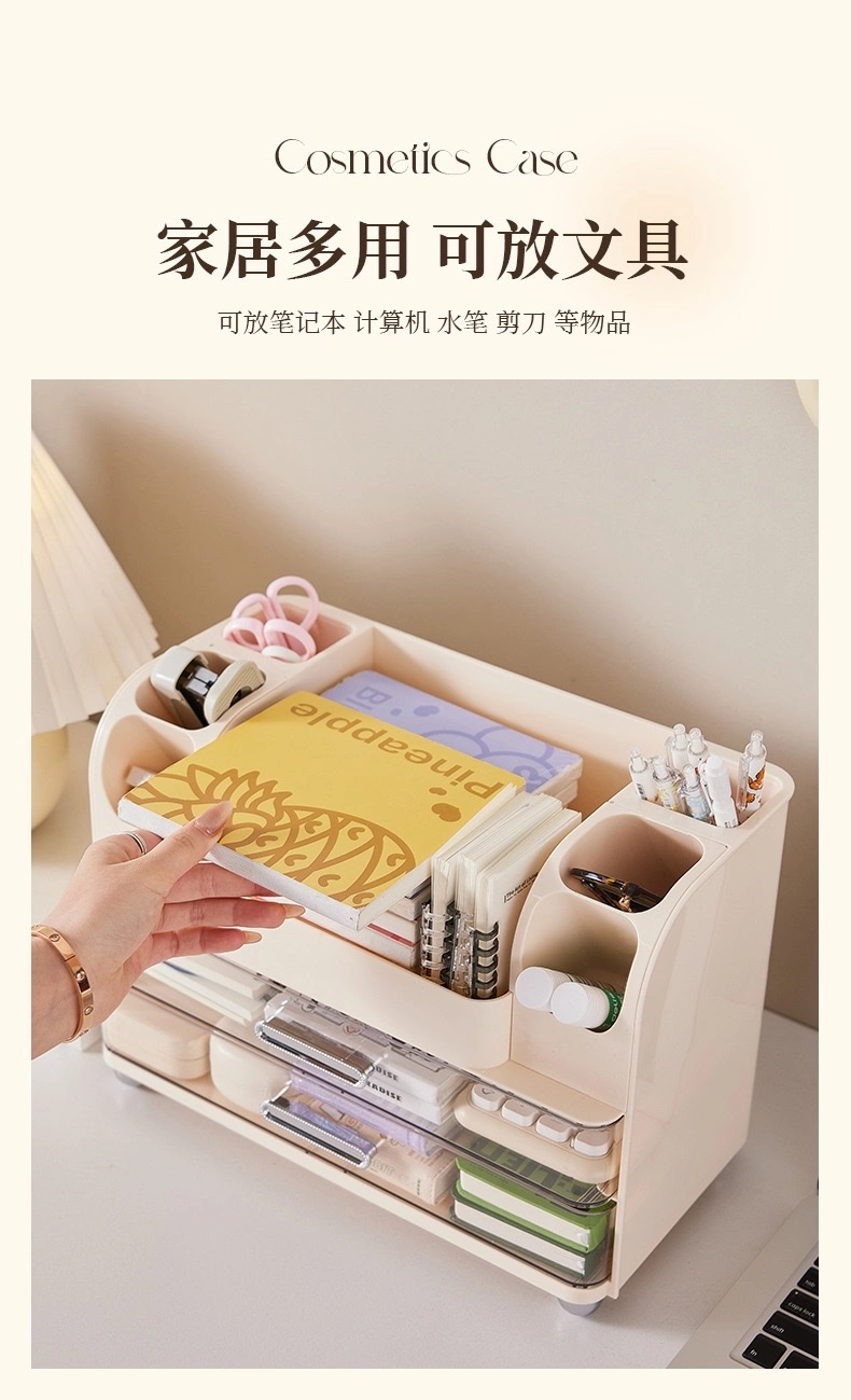 Household cosmetics storage box, desktop dressing table, compartment-organized makeup box, skin care products, lipstick, dust-proof storage rack detail image 9