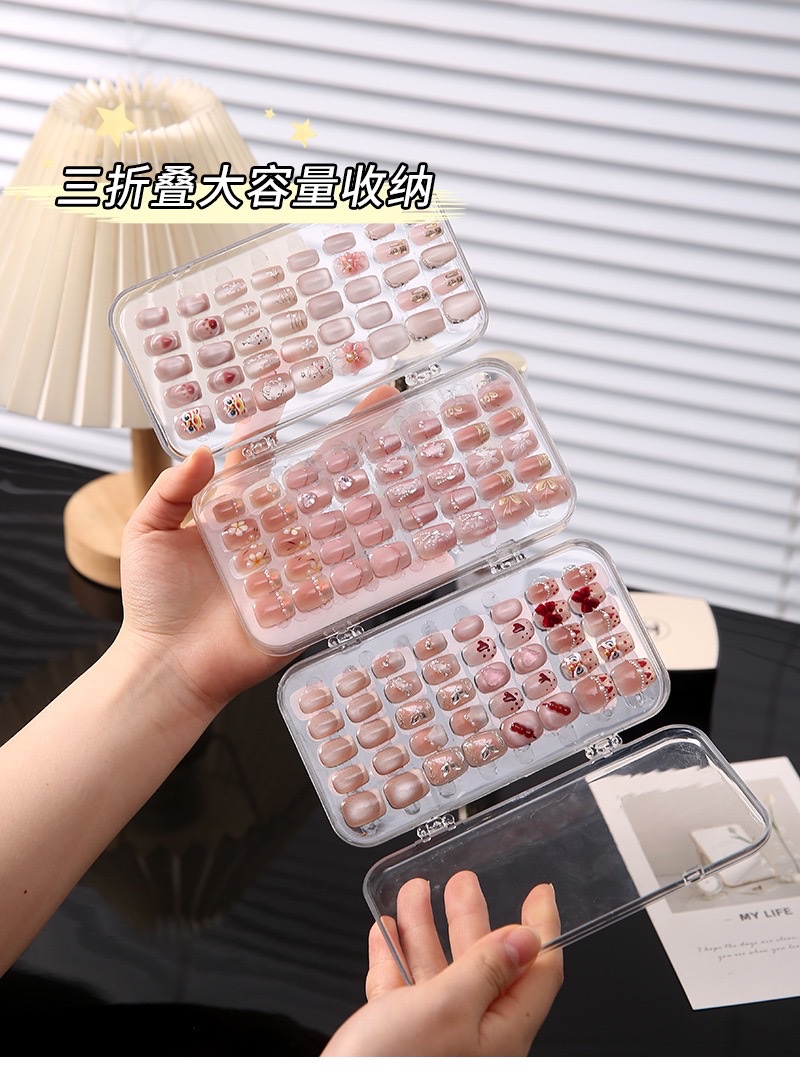 Wholesale of nail art storage boxes, transparent display boxes for wearing nails, special foldable dust-proof jewelry storage boxes for nail pieces detail image 3