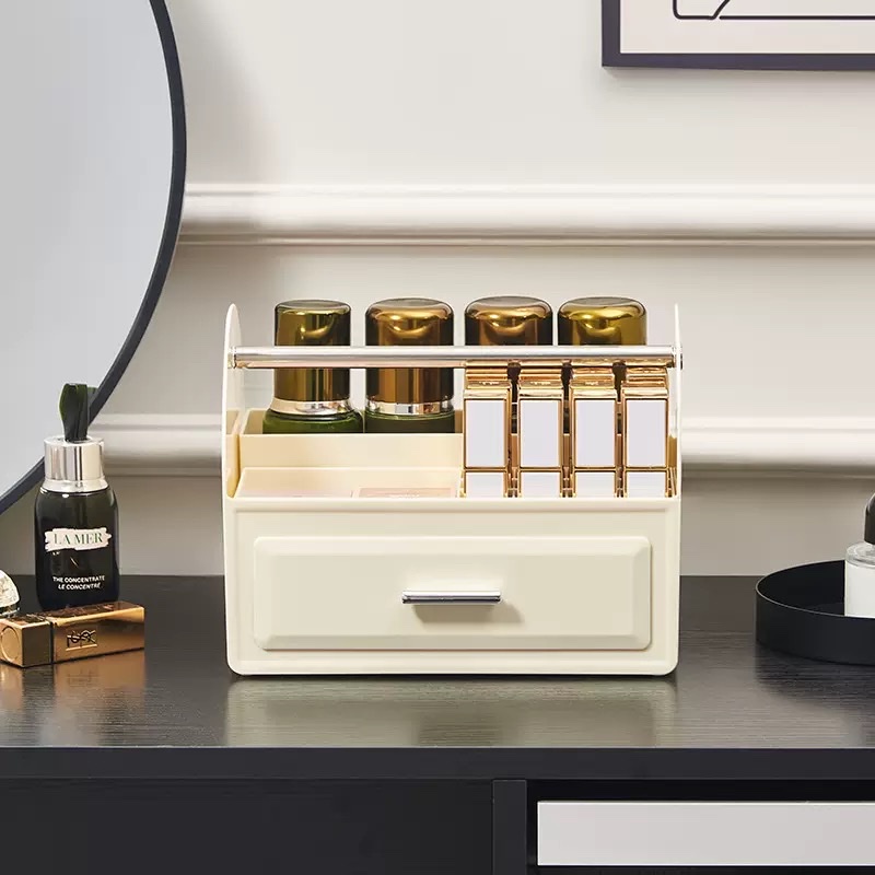 Portable compartments for cosmetics storage box, transparent dressing table shelf, high-end desktop cosmetics storage box