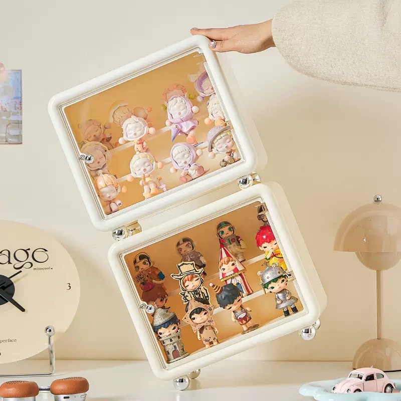 Blind box storage display stand, cream-style castle bubble doll special display box, dust-proof expert office display cabinet details Picture