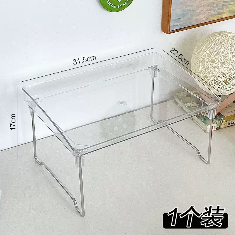 Folding storage rack, multi-layer transparent storage rack for office desks, acrylic double-layer rack for dormitory desks Application Scenario