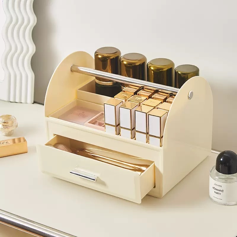 Portable compartments for cosmetics storage box, transparent dressing table shelf, high-end desktop cosmetics storage box Specification image
