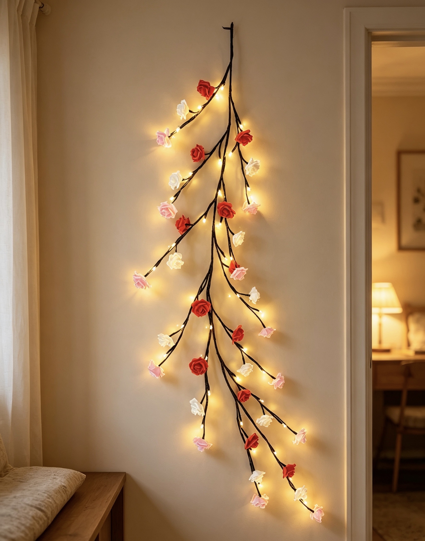 Christmas and Halloween festival decoration items, artificial flowers with lights, rattan strips, shopping mall display Windows, room decoration scenes Specification image