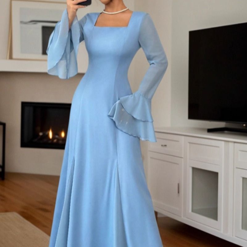 2026 New blue party fashion women's dress, dress, dress, dress full figure