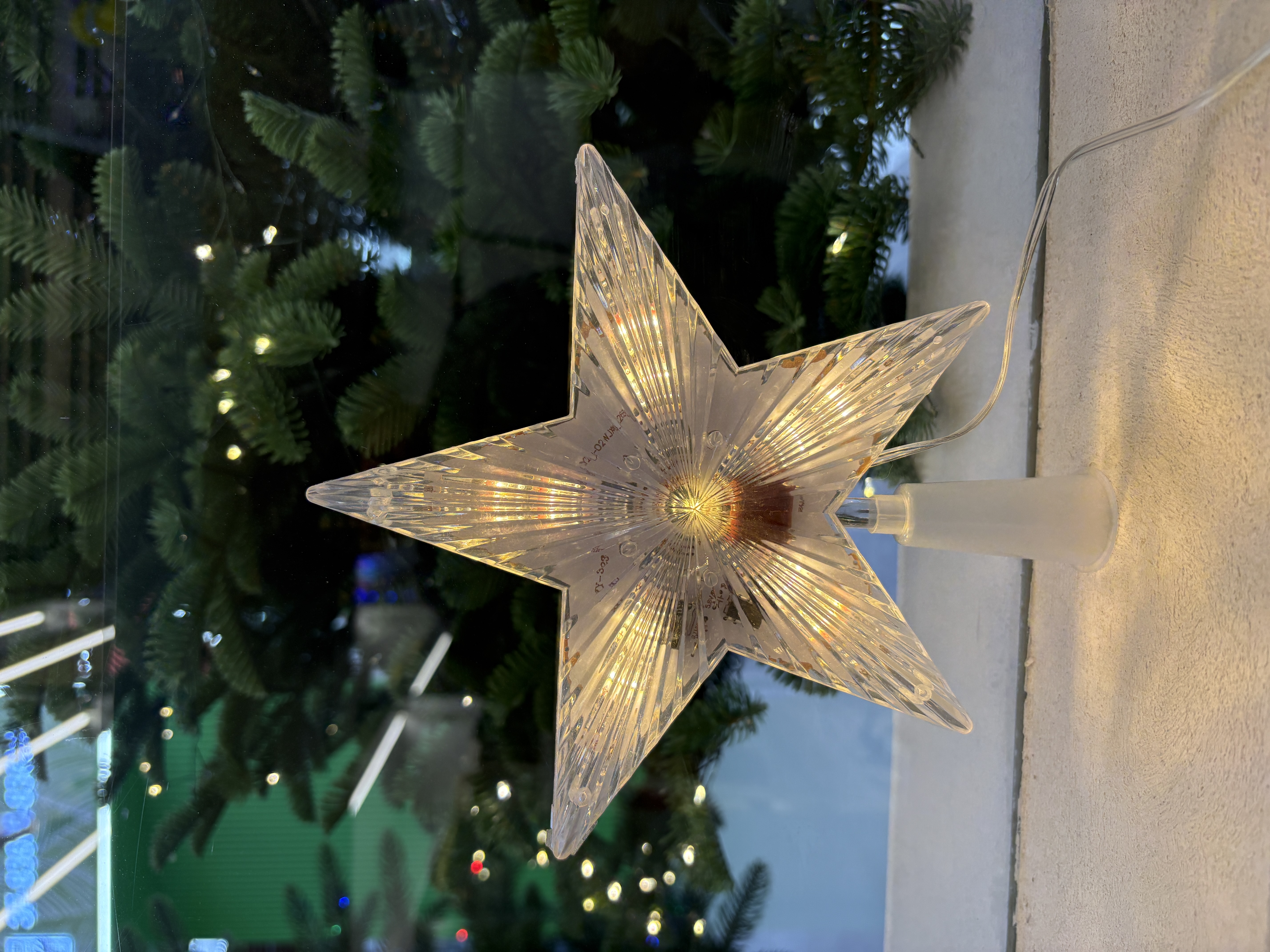 Christmas tree lights, ceiling star lights, Christmas decorations