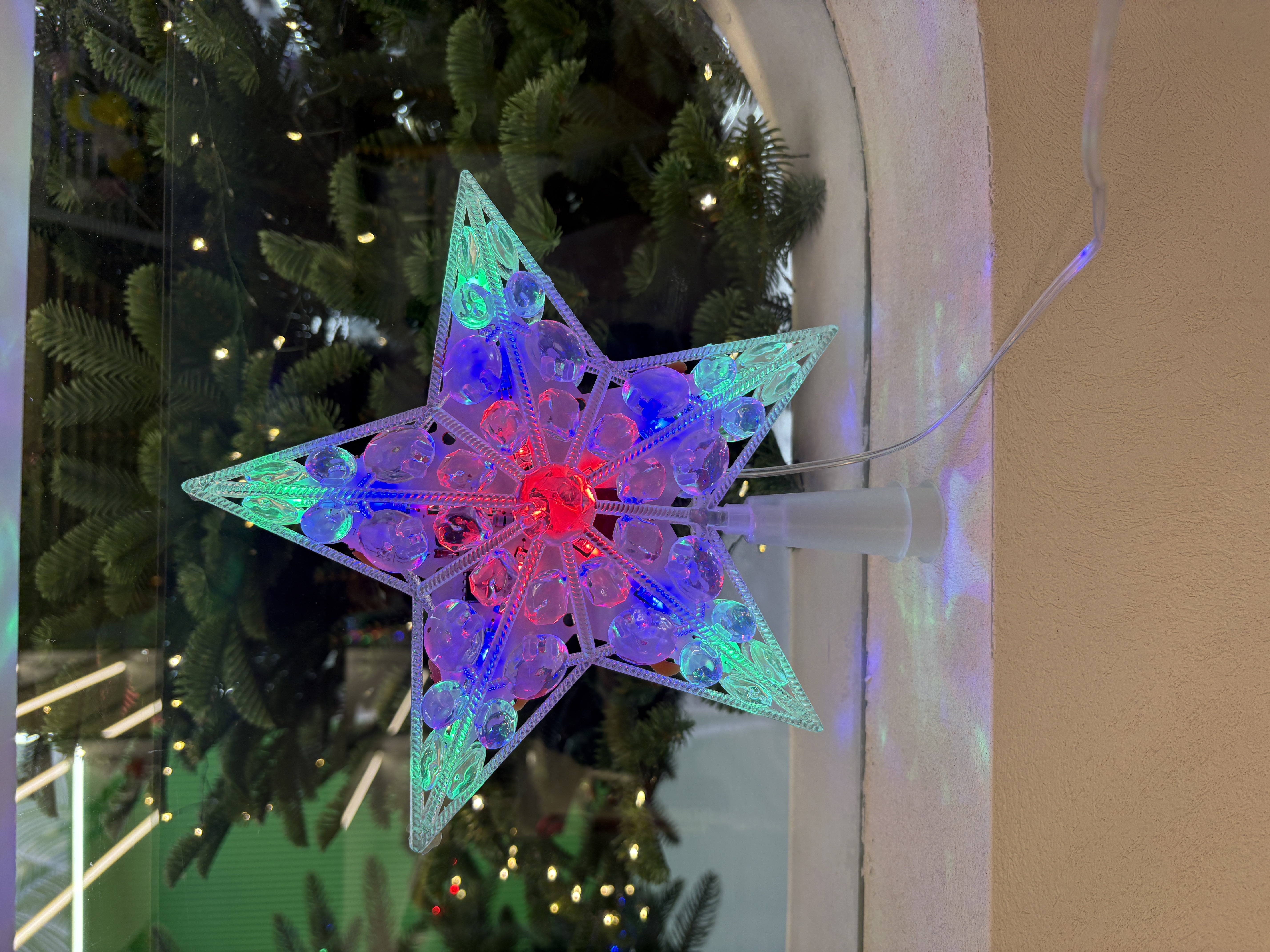 Christmas tree lights, ceiling star lights, Christmas decorations detail image 13