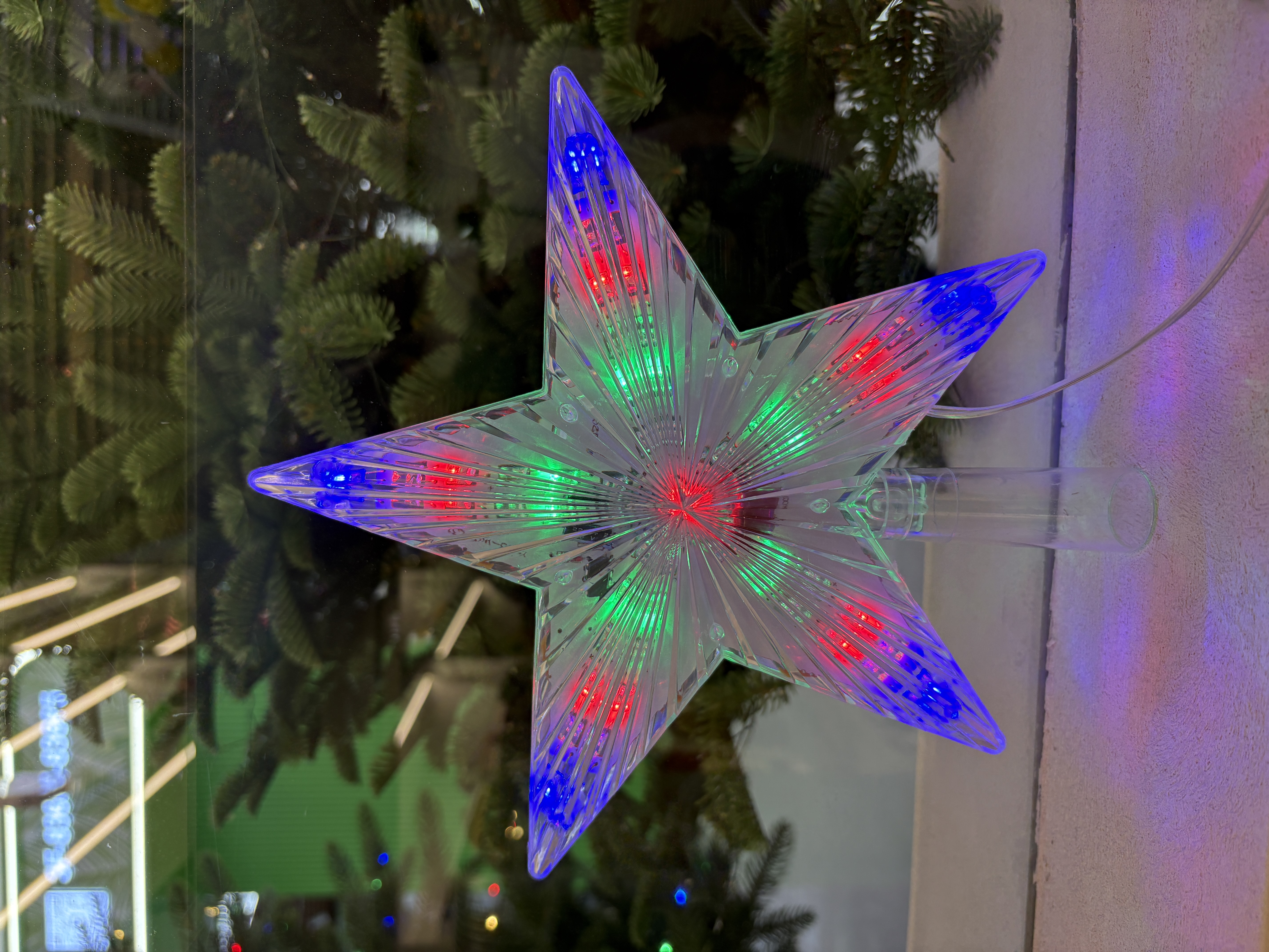 Christmas tree lights, ceiling star lights, Christmas decorations details Picture