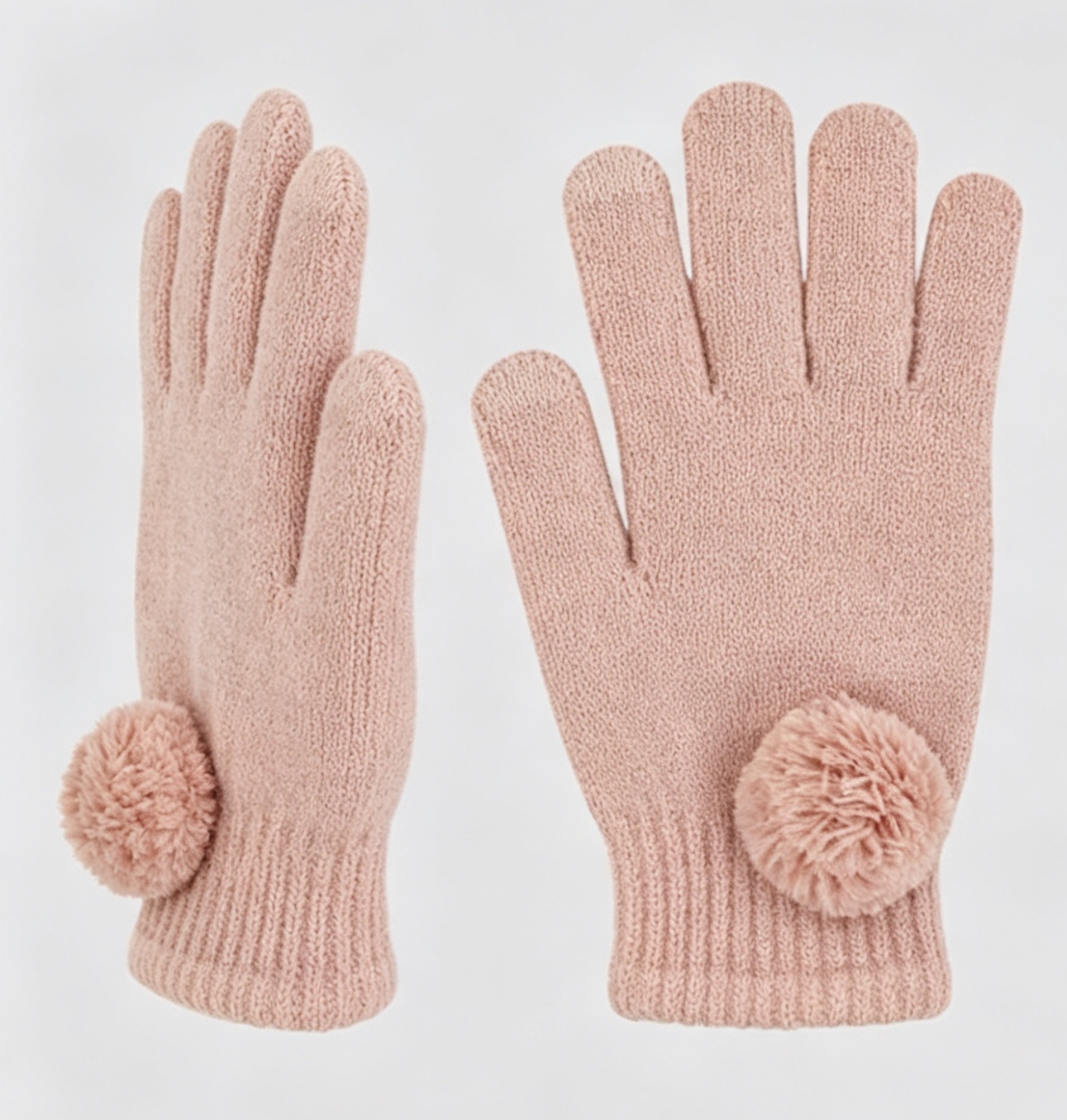 Pink woolen gloves, warm and anti-slip, knitted gloves for women in autumn and winter Application Scenario