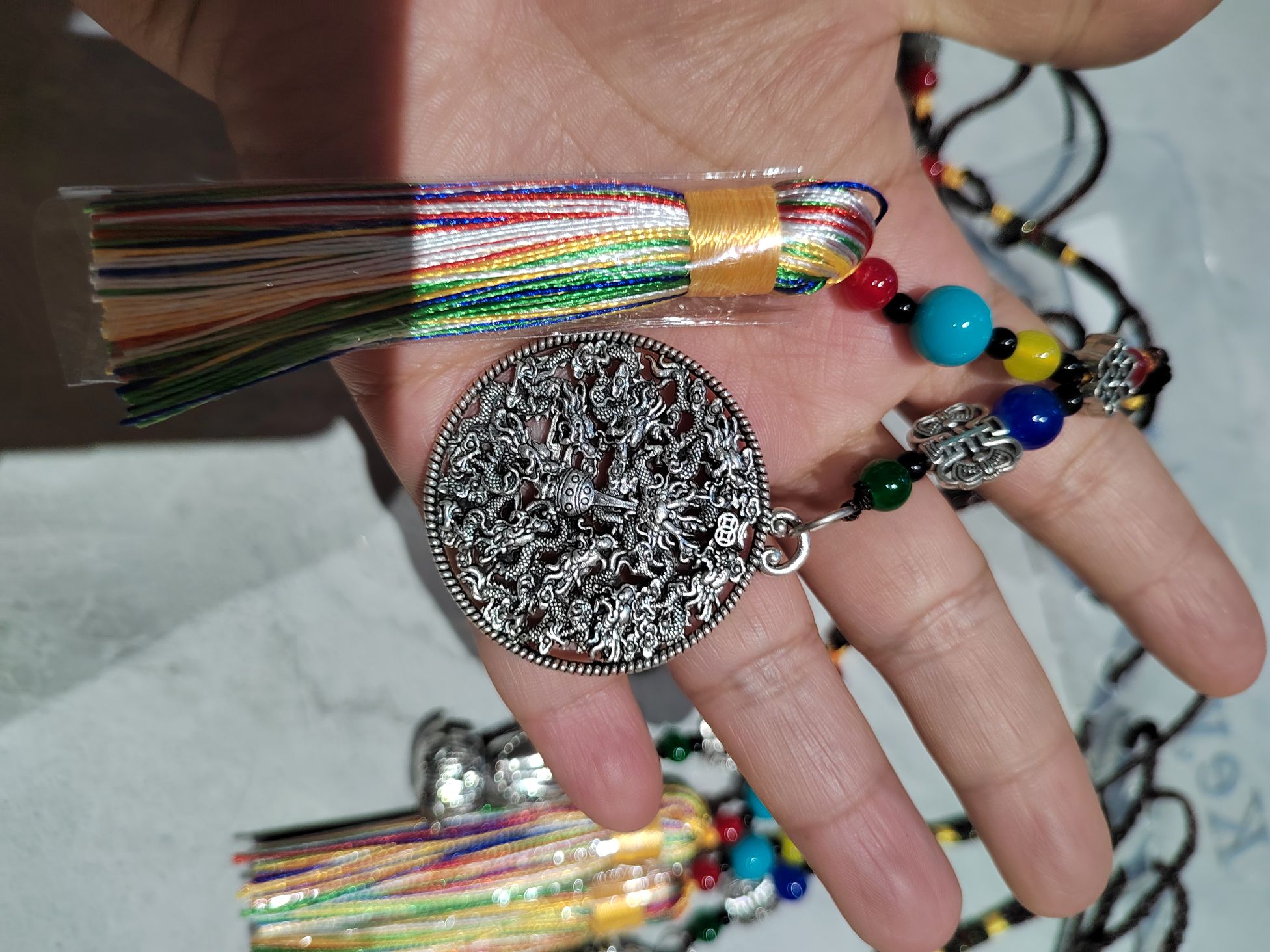 Copper coin Dragon Brother Small Pendant, Two Dragons Playing with a Pearl, Ethnic charm, Su Suisu 001-1, Shunli Accessories Store