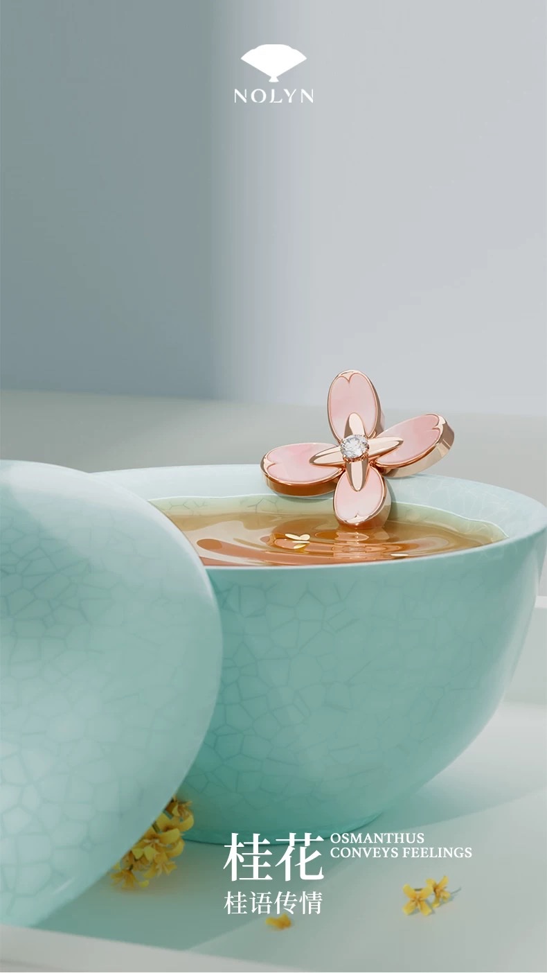 NOLYN Osmanthus Series Pink and White Osmanthus Language Love Earrings Original Osmanthus Sweet New Chinese Style ear studs S925 detail image 1