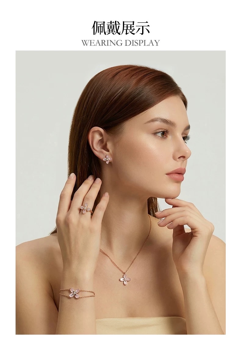 NOLYN Osmanthus Series Pink and White Osmanthus Language Love Earrings Original Osmanthus Sweet New Chinese Style ear studs S925 detail image 3