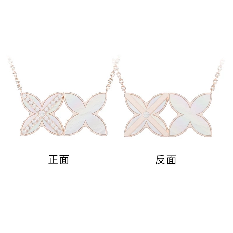 NOLYN Deoksugung Collaboration Double Window Flower Jewelry Gift Box White Mother-of-Pearl Necklace Stud Set for double-sided wearing details Picture