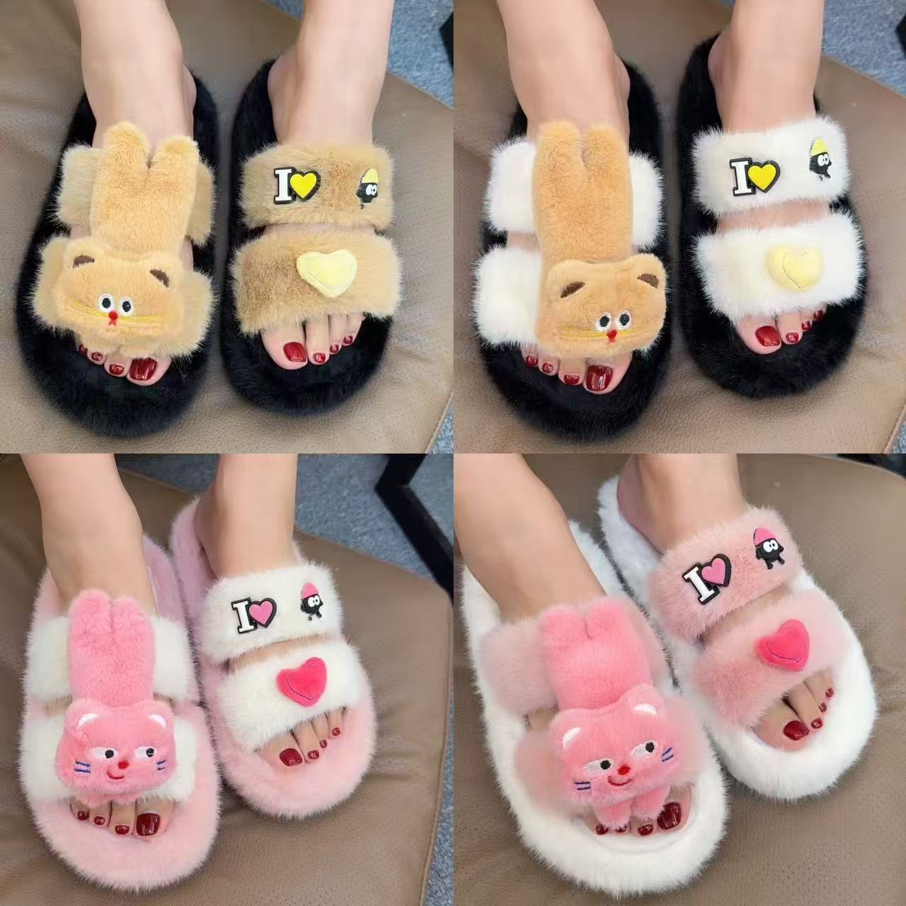 毛绒拖鞋女冬款加厚保暖室