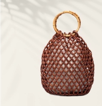 New fashionable, versatile and niche design, InS-style handcrafted beaded wood bead hollowed-out woven hand-held shoulder bag detail image 6