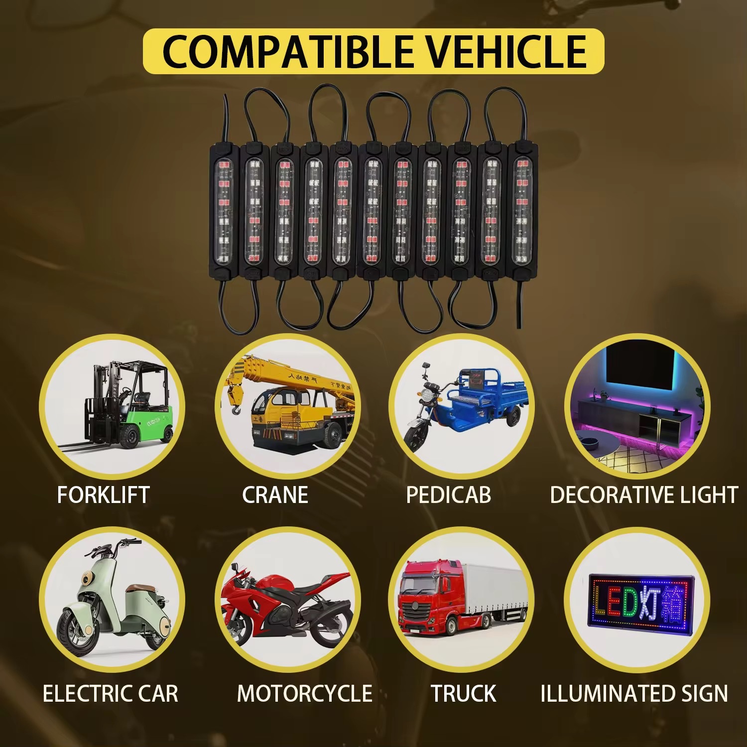 Module LED lights, 12V, 24V red and blue flashing lights, warning lights, taillights, motorcycle brake lights Application Scenario