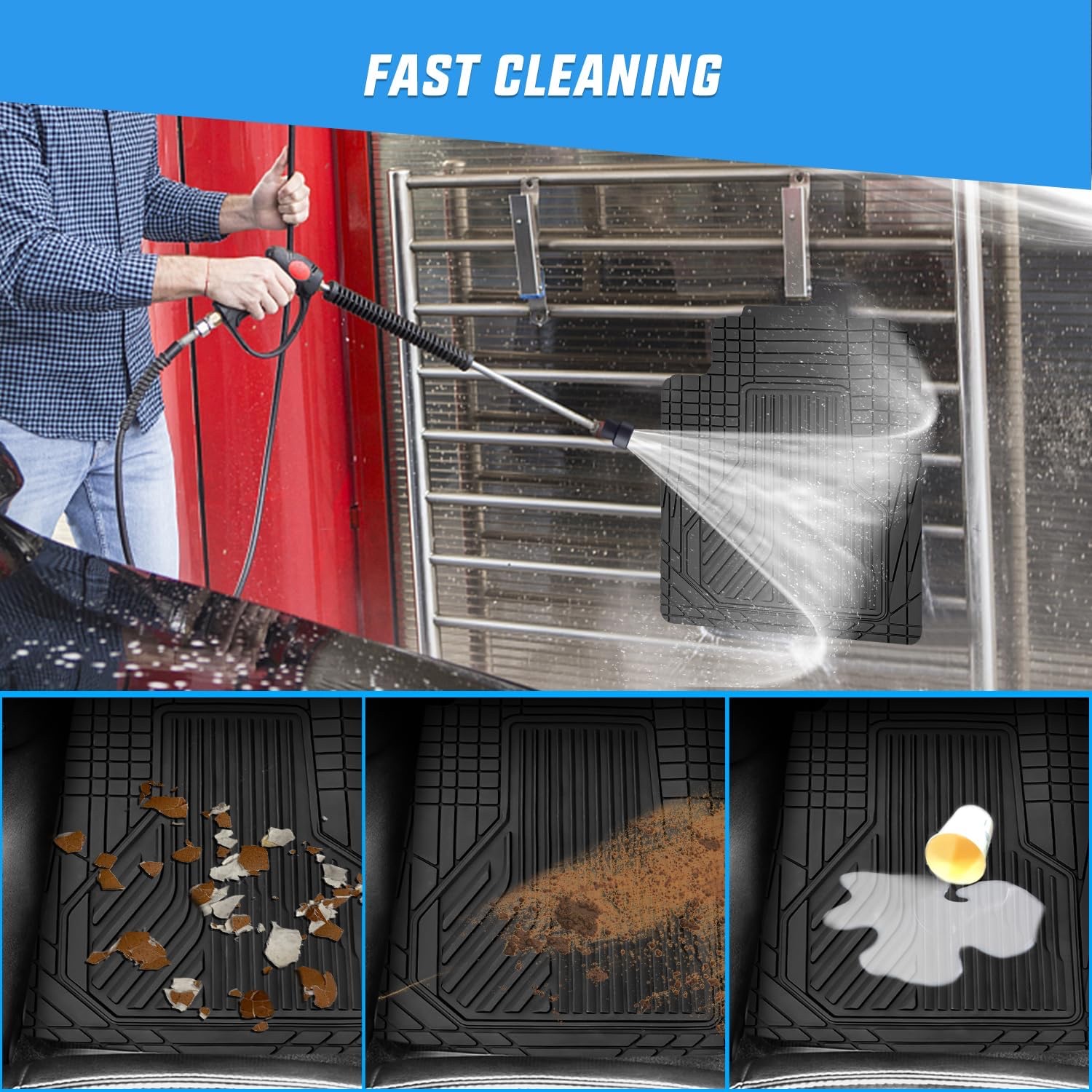 Four-hole four-piece set PVC car floor MATS, car MATS, universal anti-slip MATS for interior use, waterproof floor MATS, heat-resistant protective MATS Item Picture