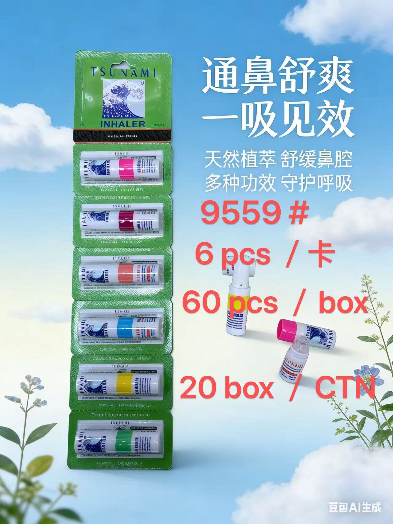 TSUNAMI鼻吸棒二合一两用吸与涂 犯困头晕 喉咙不舒服 学习注意力不集中 开车疲劳等细节图
