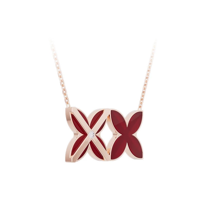 NOLYN Deoksugung Collaboration Double Window Flower Jewelry Red Agate Necklace Stud Set Light Luxury Gift Box Set Application Scenario