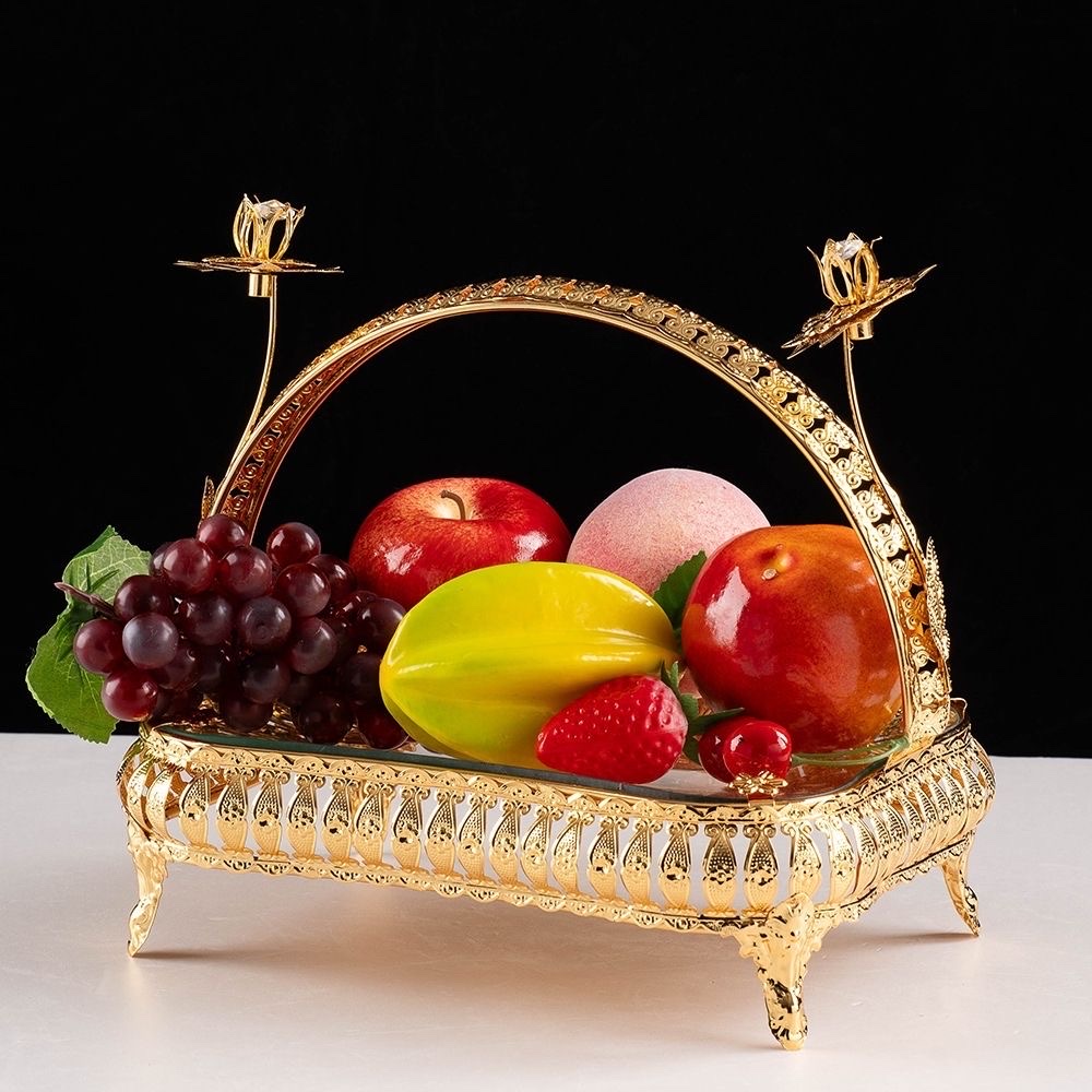 European-style light luxury glass fruit basket, snack tray, living room tea and fruit plate, high-end British style details Picture
