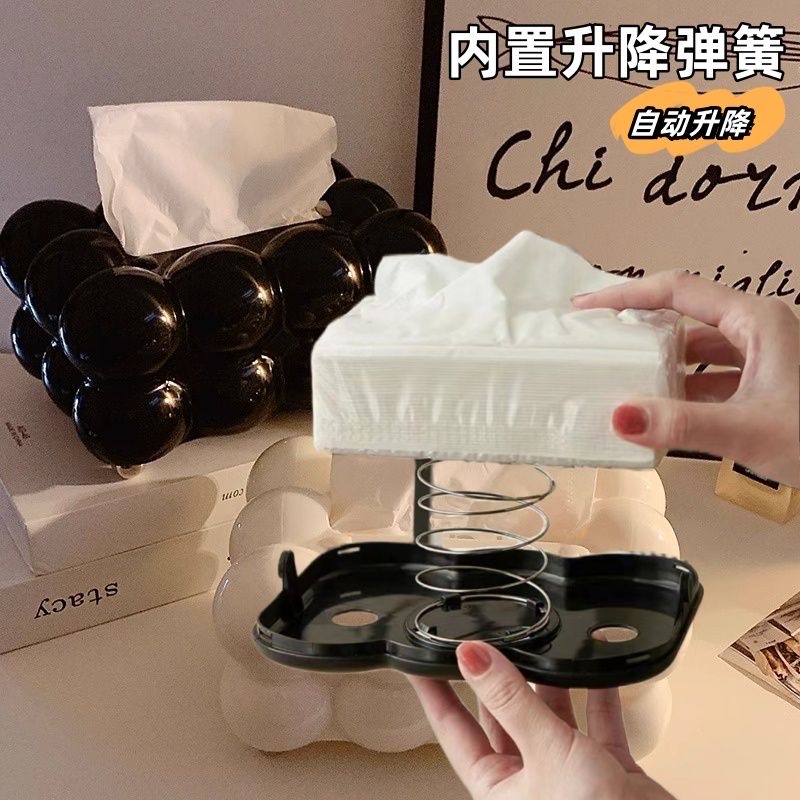 Paper tissue box with ins style, high appearance level, home paper tissue box, living room tissue box, high-end creative decoration, napkin box Item Picture