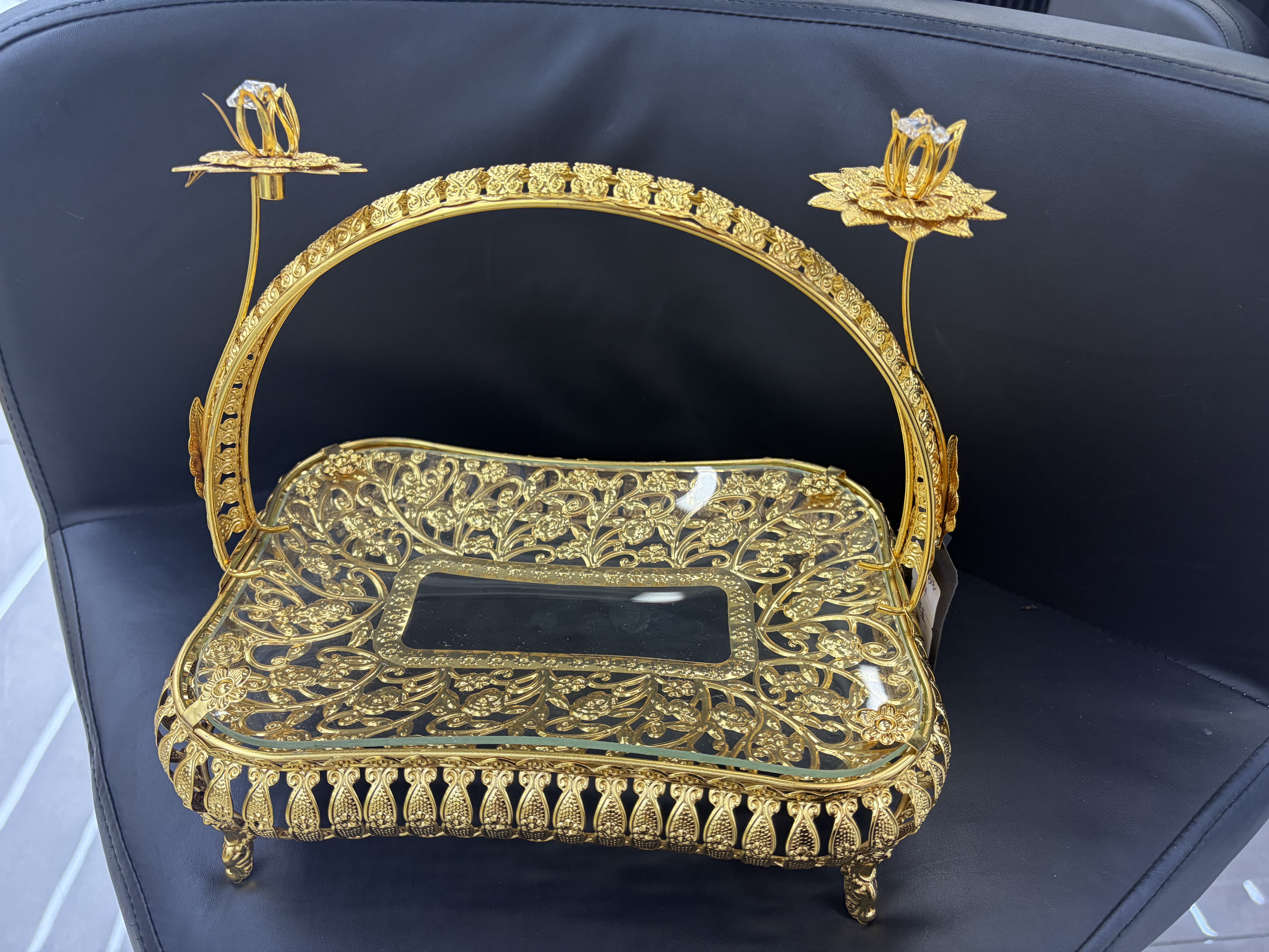 European-style light luxury glass fruit basket, snack tray, living room tea and fruit plate, high-end British style detail image 1