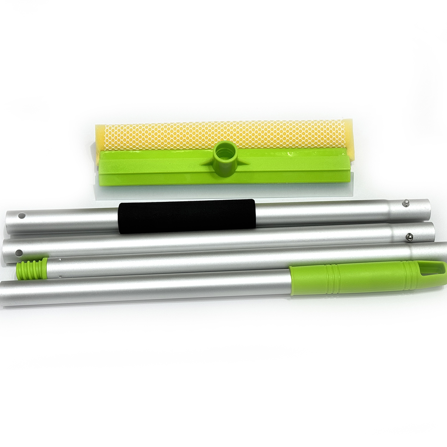 Amazon four-section segmented stainless steel rod 2-in-1 sponge window scraper, double-sided glass wiper, water scraper, window cleaner, window scraper Application Scenario