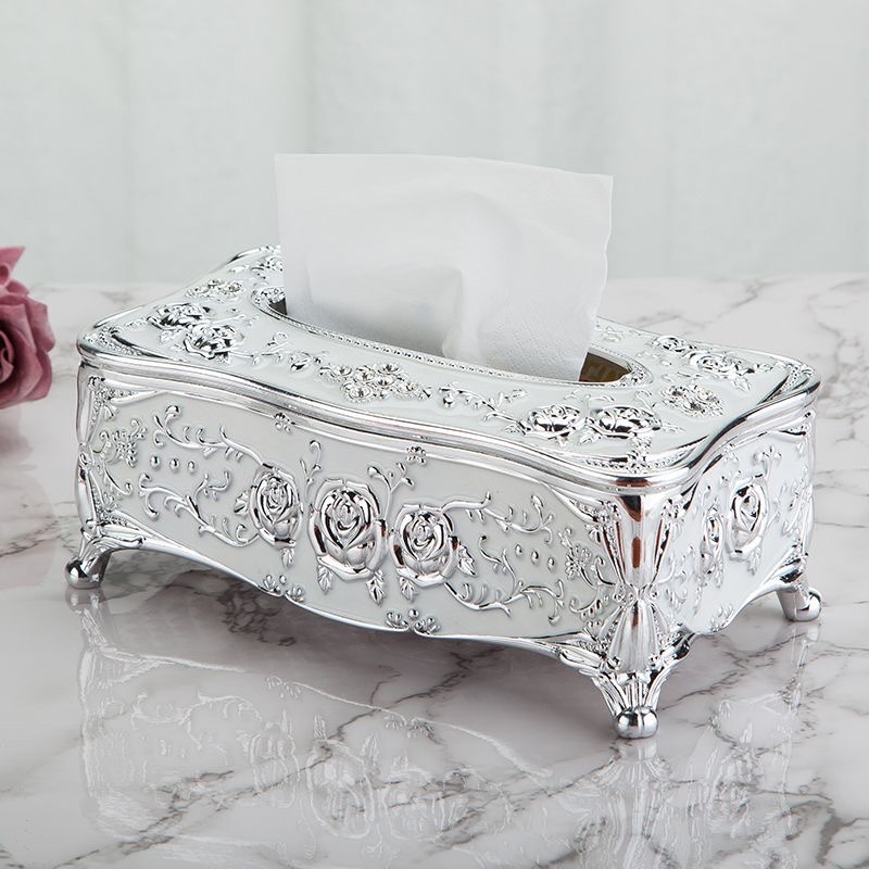 European-style tissue box, fashionable and high-end household table tissue box, simple living room coffee table, creative and practical tissue box Specification image