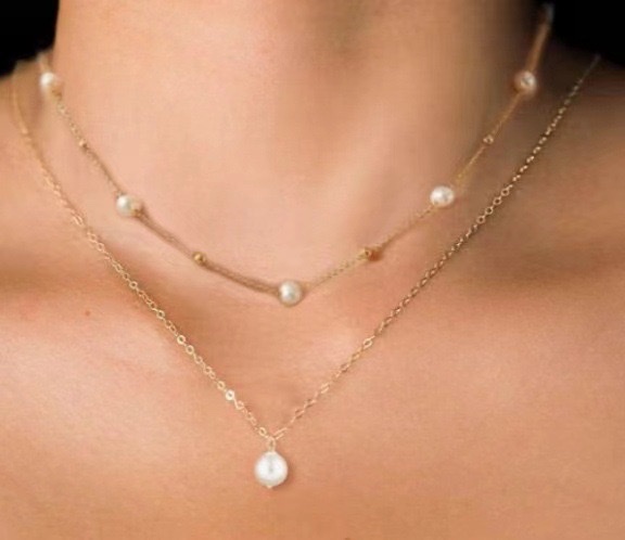 A simple collarbone chain set of genuine gold and brass electroplated cross-border best-selling, light luxury and versatile, elegant ladies' accessories detail image 1