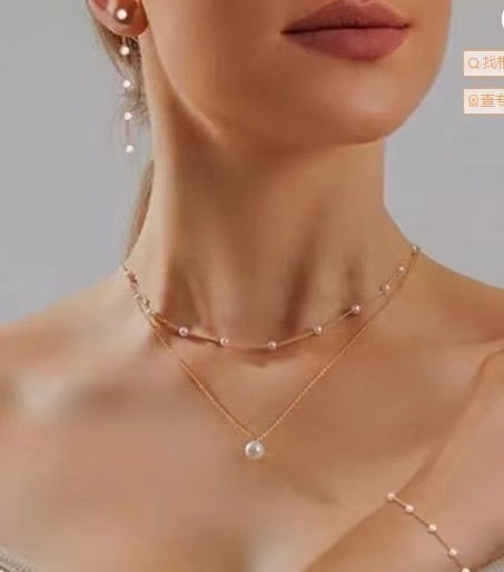 A simple collarbone chain set of genuine gold and brass electroplated cross-border best-selling, light luxury and versatile, elegant ladies' accessories detail image 5