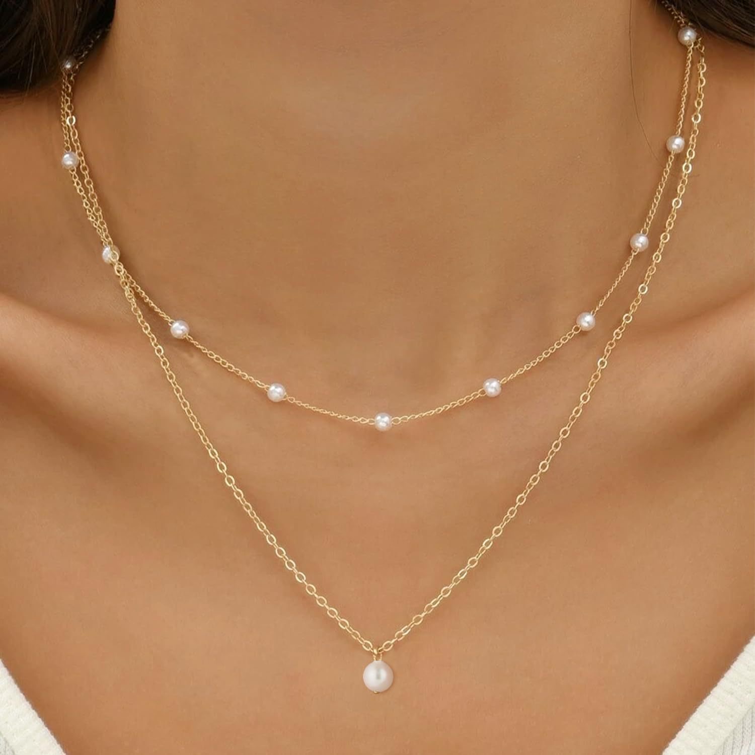 A simple collarbone chain set of genuine gold and brass electroplated cross-border best-selling, light luxury and versatile, elegant ladies' accessories detail image 3